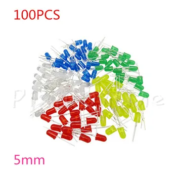 

100PCS ST113b 5mm LED Light Emitting Diode Red Green Yellow Blue White Luminous diode LED Component Package Electronic DIY Kit