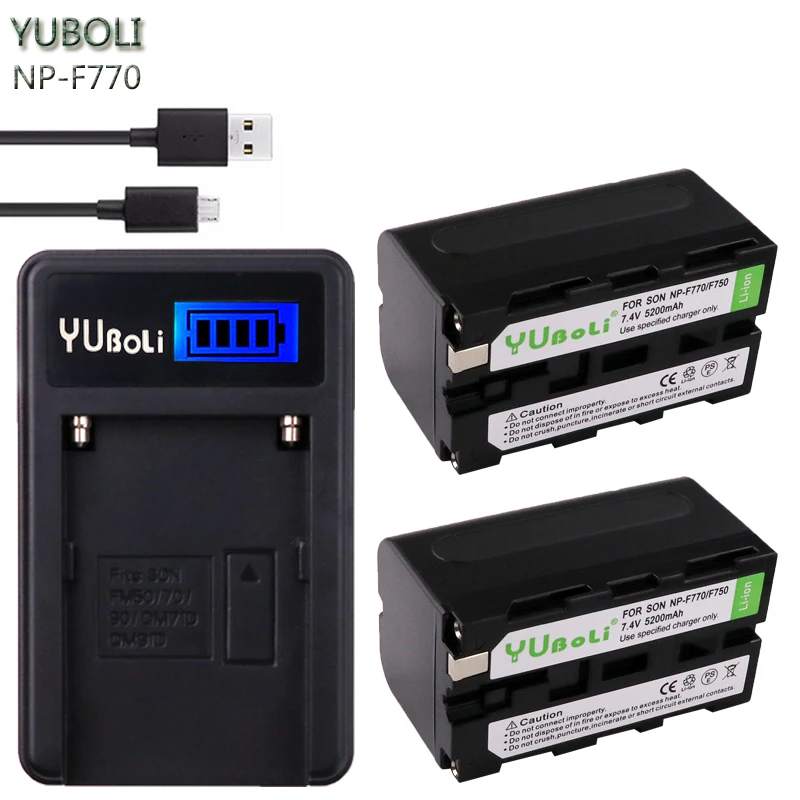 

2Pc 5200mAh NP-F770 NP-F750 NP F770 np f750 NPF770 750 Batteries + LCD USB Charger for Sony NP-F550 NP-F770 NP-F750 F960 F970