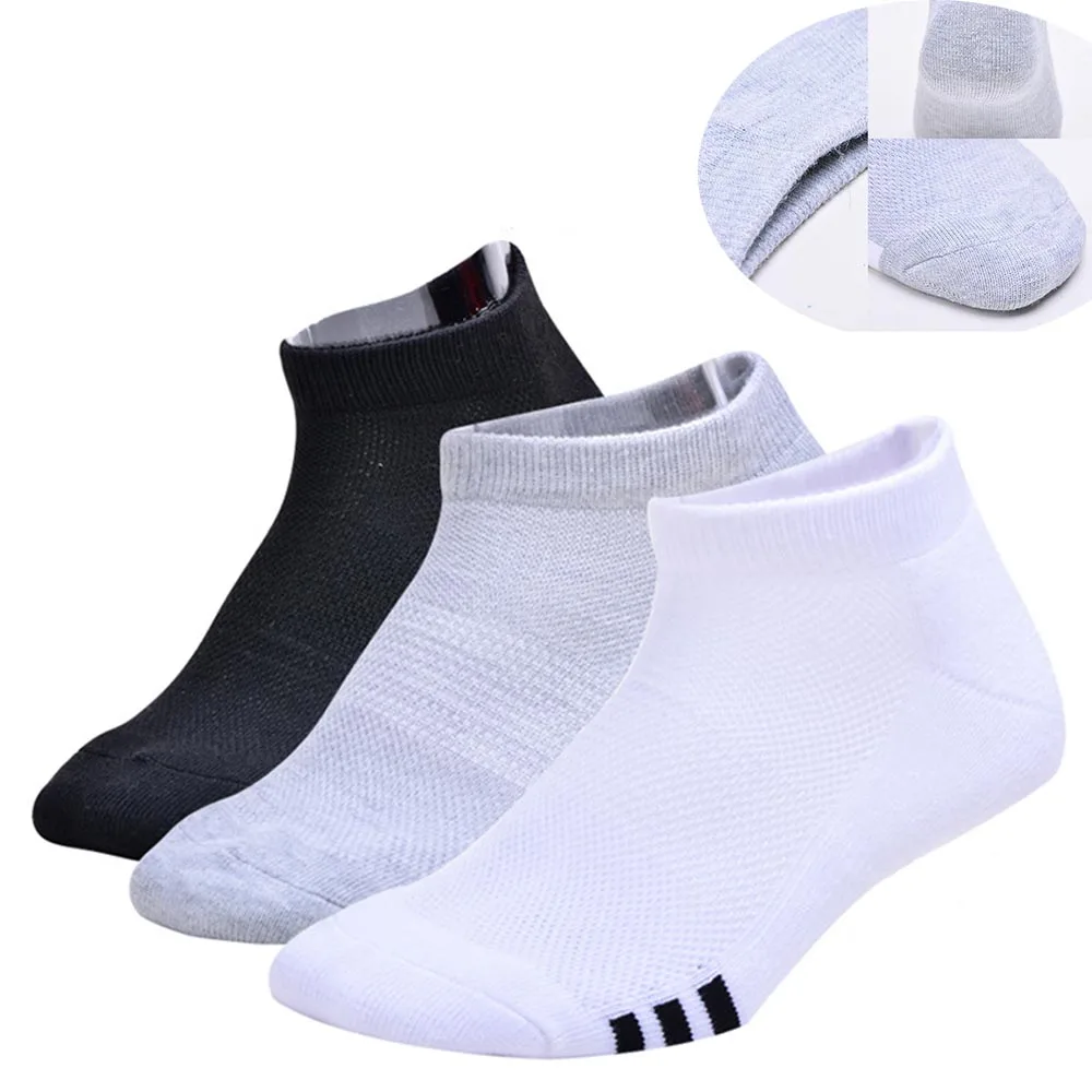 

david angie Summer Men Cotton Ankle Socks Casual Solid Color Short Sock Mesh Breathable Quality Male Socks Black White, 1Y55584