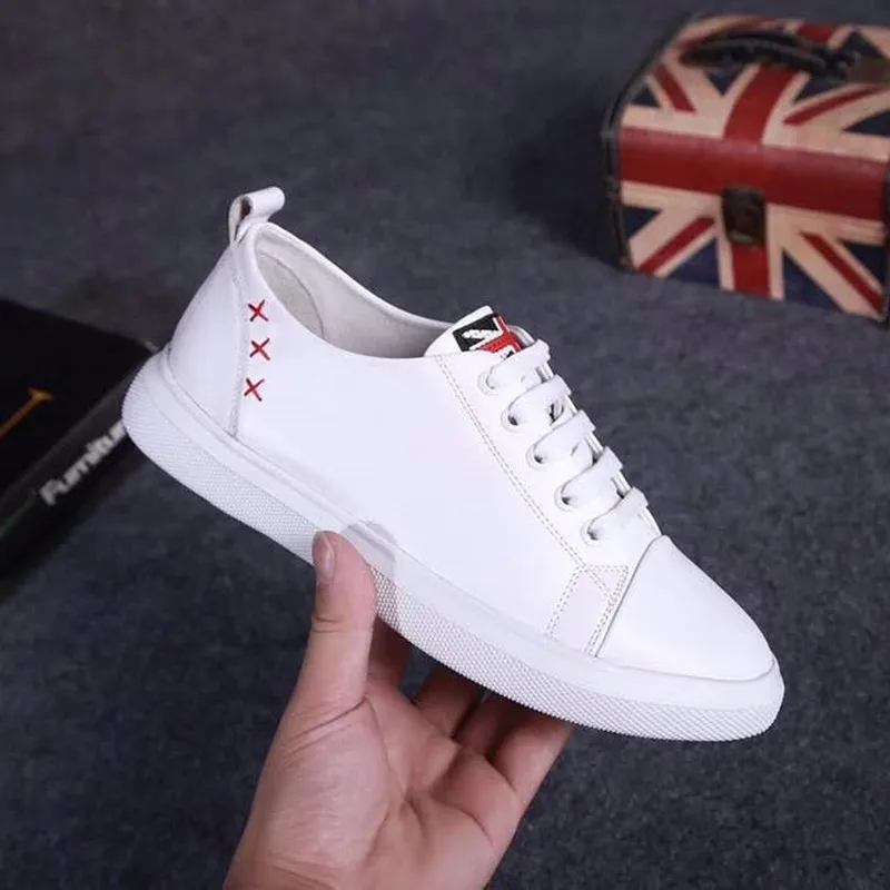 Women Sneakers Fashion Breathble Vulcanized Shoes Genuine leather Platform Lace up Casual White Tenis Feminino Zapatos De Mujer