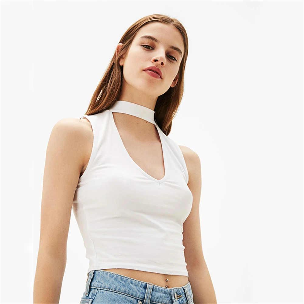 

Louyebouho Women Sexy Halter Neck Tank Top Summer Sleeveless Skinny Crop Top Camis Ladies Casual Vest T Shirt Tees Tops Clubwear
