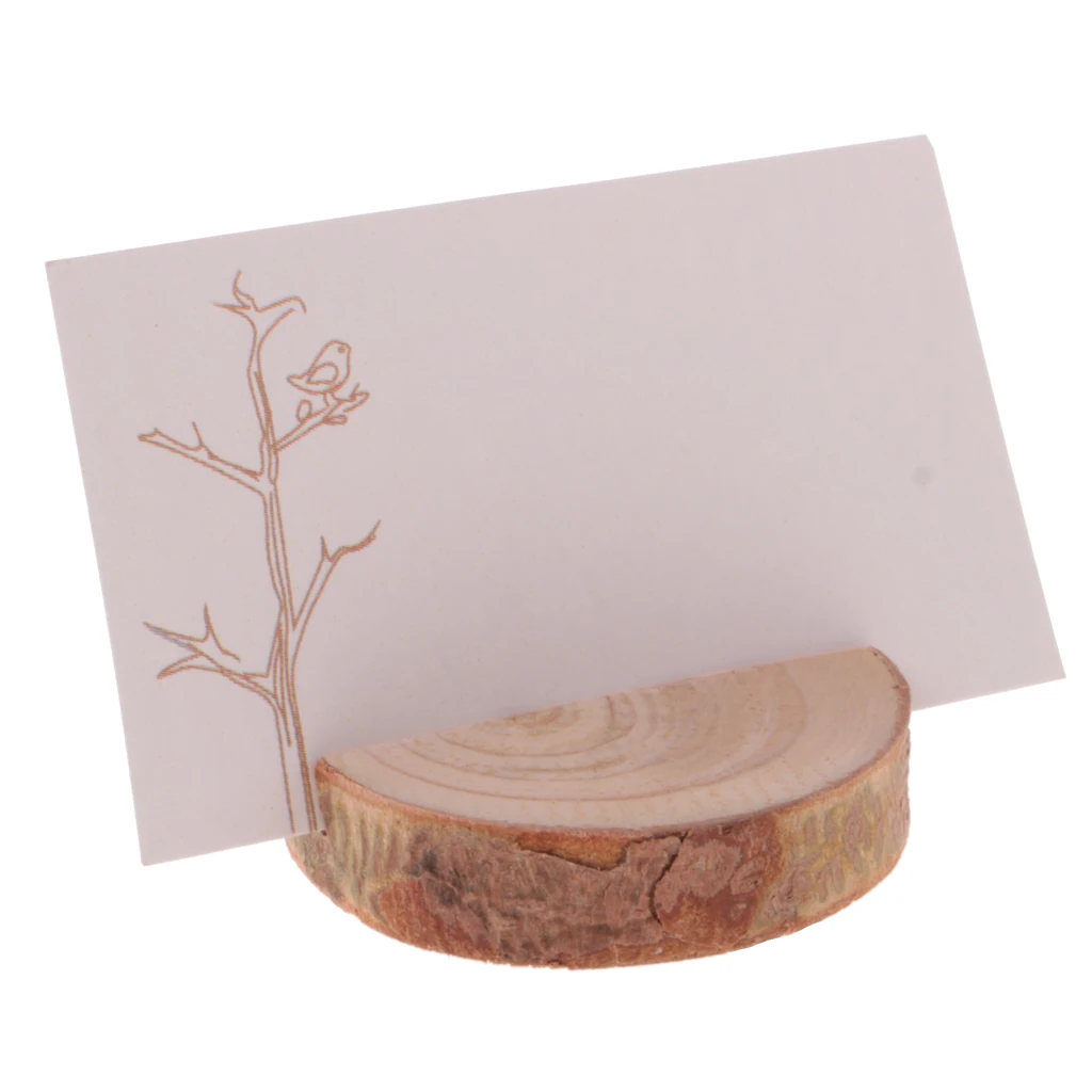 

Hot Sale Rustic Wedding Card + Wood Holder Set Place Name Table Number Card Decor for Wedding Favor Wood Photo Holder Decoration