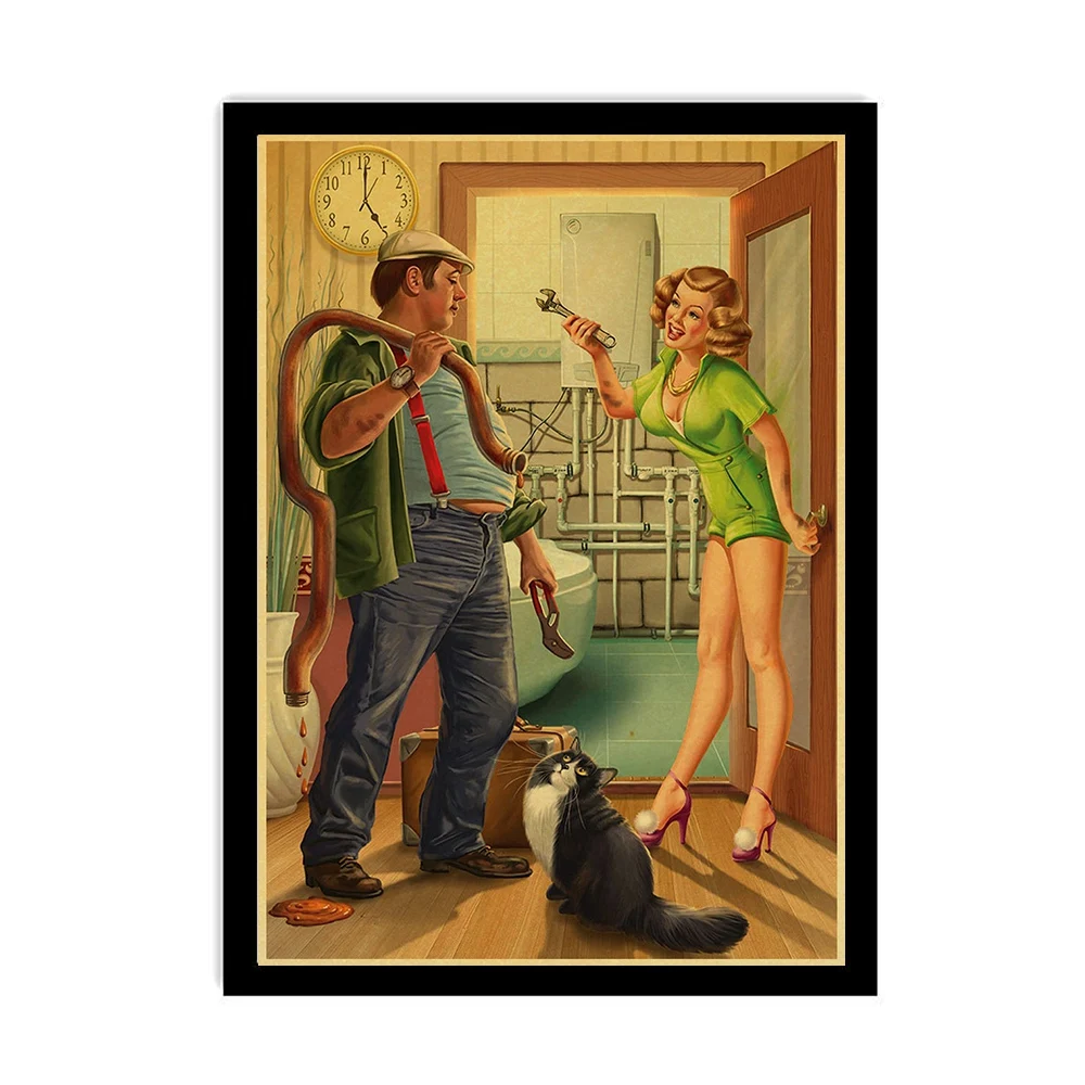 New World War II Sexy Pin Up Girl Vintage Poster: The Ultimate Wall Decor  for Retro Lovers, image size:1000x1000