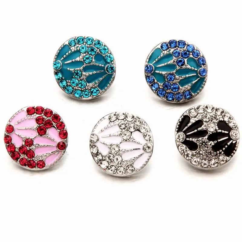 5Colors Beauty High Quality 18mm Diy Snap Buttons Colorful Crytal