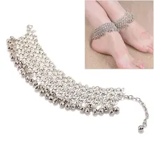 Women Ankle Statement Wide Jewelry Summer Bohemian Ethnic Heart Tiny Bell Tassel Anklets For Gift C729