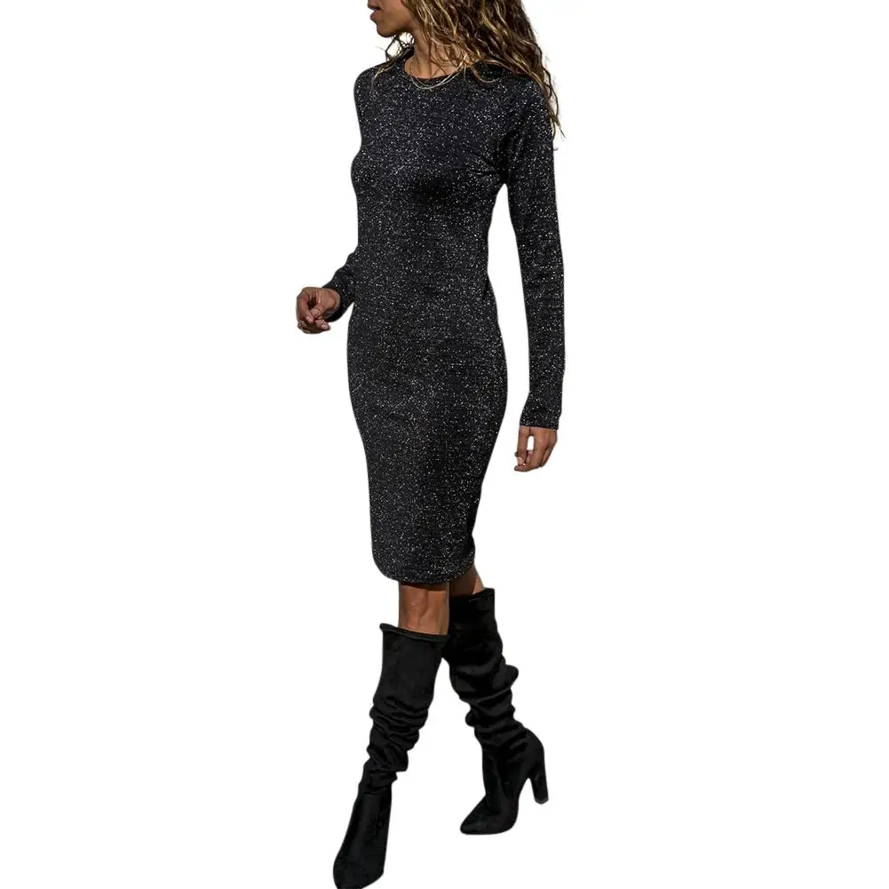 

2019 New Yfashion Women Elegant Sexy Long Sleeve Round Neck Slim Dress