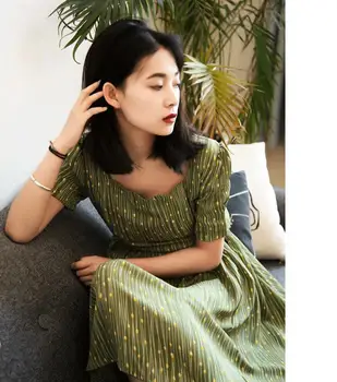 

French Retro Floral Print Chiffon Midi Dress Short Sleeve Holiday Party Sundress