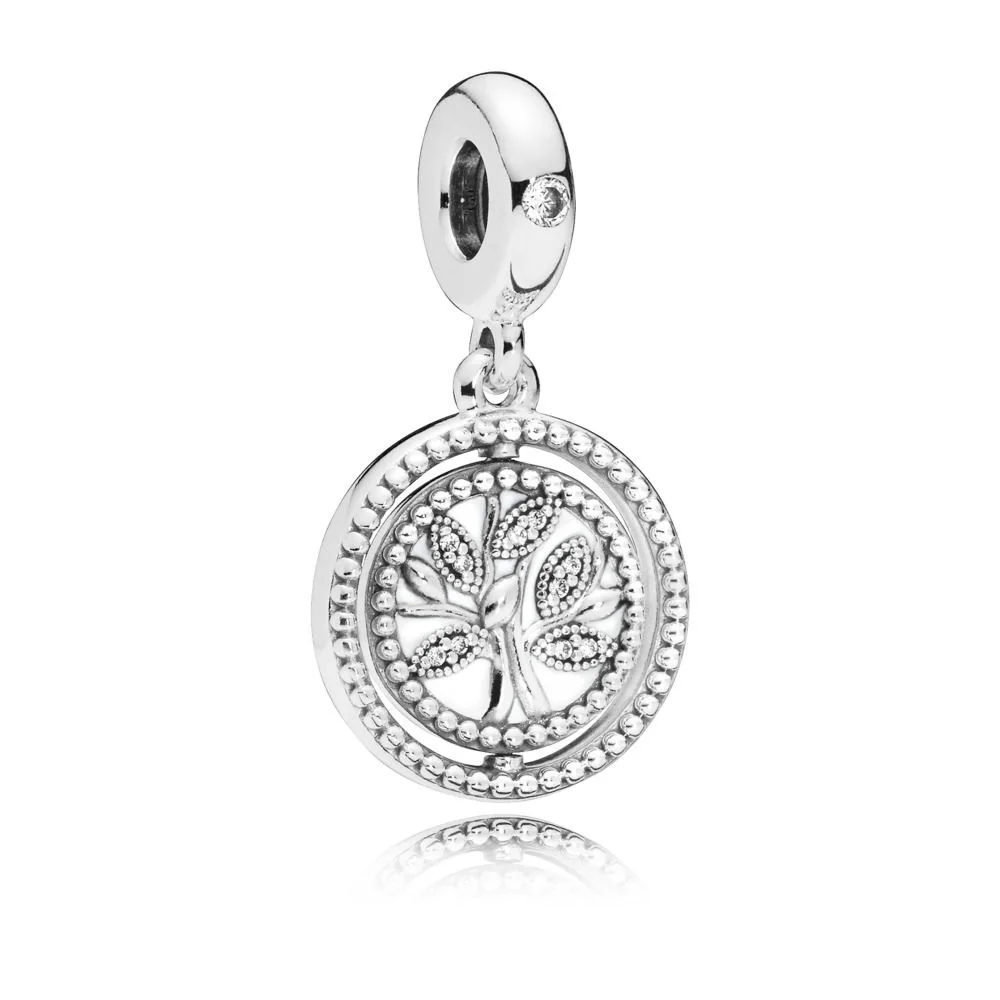 

2018 Mother Day 925 Sterling Silver Bead Spinning Tree of Life Pendant Charm Fit Original Pandora Bangle Bracelet DIY Jewelry