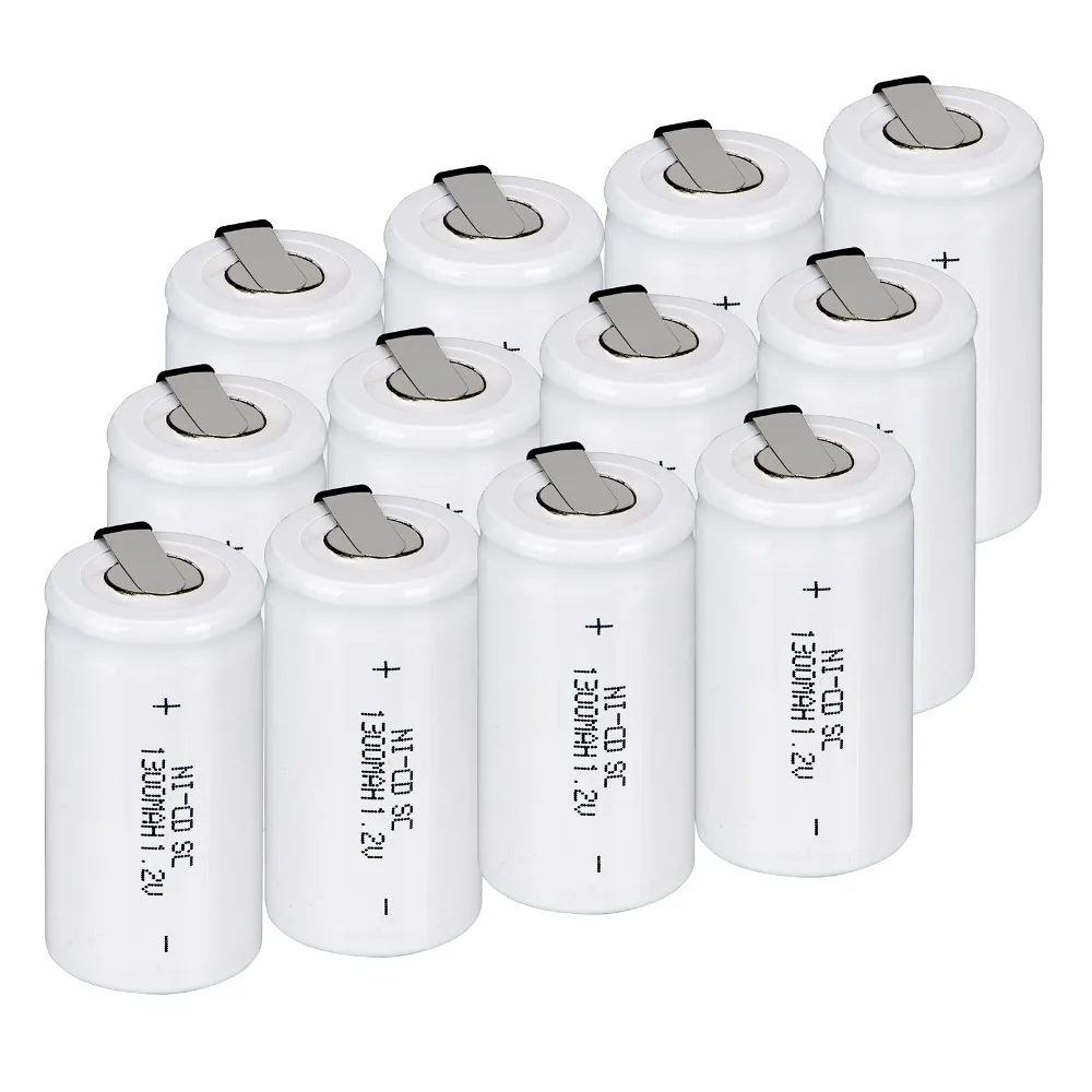 

Ru Warehouse 12Pieces Anmas Power 1.2V 1300mAh Ni-CD Sub C SC Battery White with Tab Rechargeable Batteries