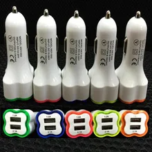 200 шт./лот светодиодный светильник с двумя портами usb 2.1A+ 1A мощность адаптер зарядное устройство для автомобиля для iphone 5 6 6s 7 для samsung s8 s7 s6