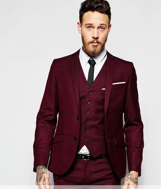 

New Arrival Two Buttons Groomsmen Notch Lapel Groom Tuxedos Men Suits Wedding/Prom Best Man Blazer ( Jacket+Pants+Vest+Tie)A151