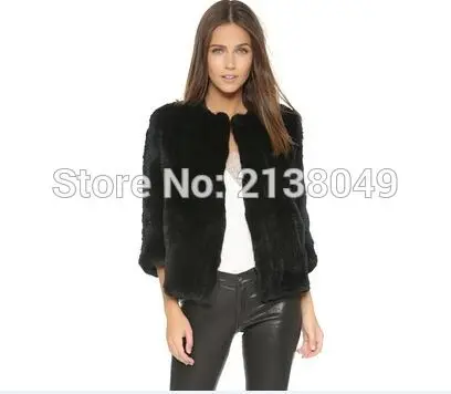 

SF0019 Top quality hot sale women rabbit knitted fur jackets real fur coats