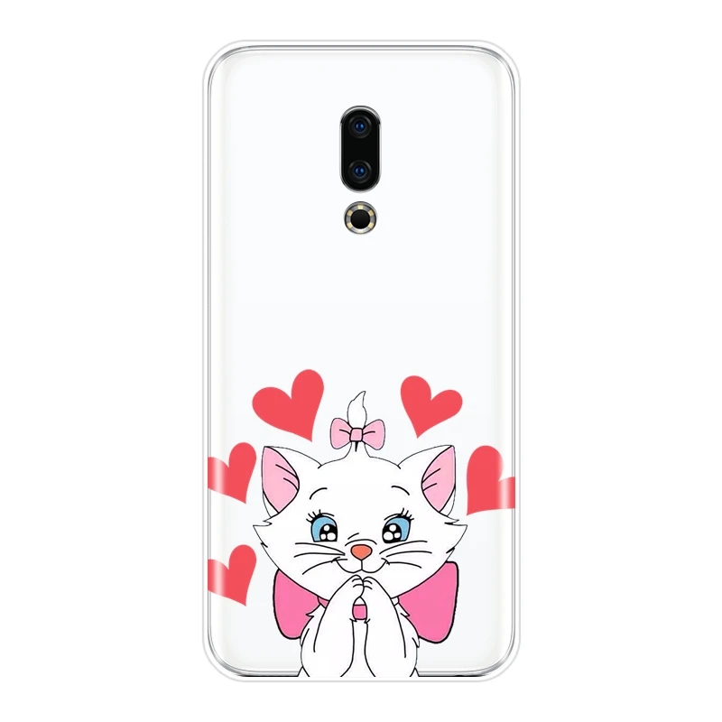 Мягкий силиконовый чехол для телефона Meizu 15 Lite 16 Plus 16th 16x Мари Кэт розовый белый