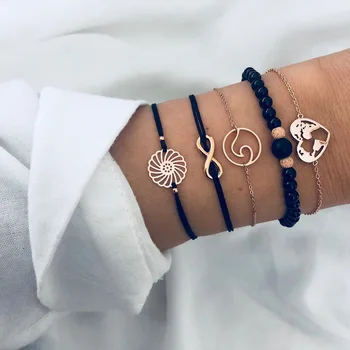

Rinhoo 4/Pcs Different Styles Bracelet Bohemian Beaded Bracelets Sets Women Vintage Fashion Chain Strand Bracelets Jewelry Gifts