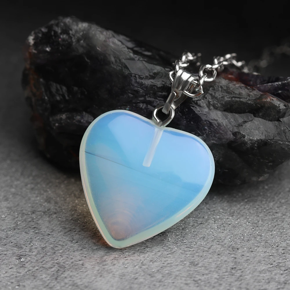 Любовь в форме сердца драгоценный камень натуральный кварцевый кристалл для лечения чакра камень кулон ожерелье DIY домашний декор ремесла