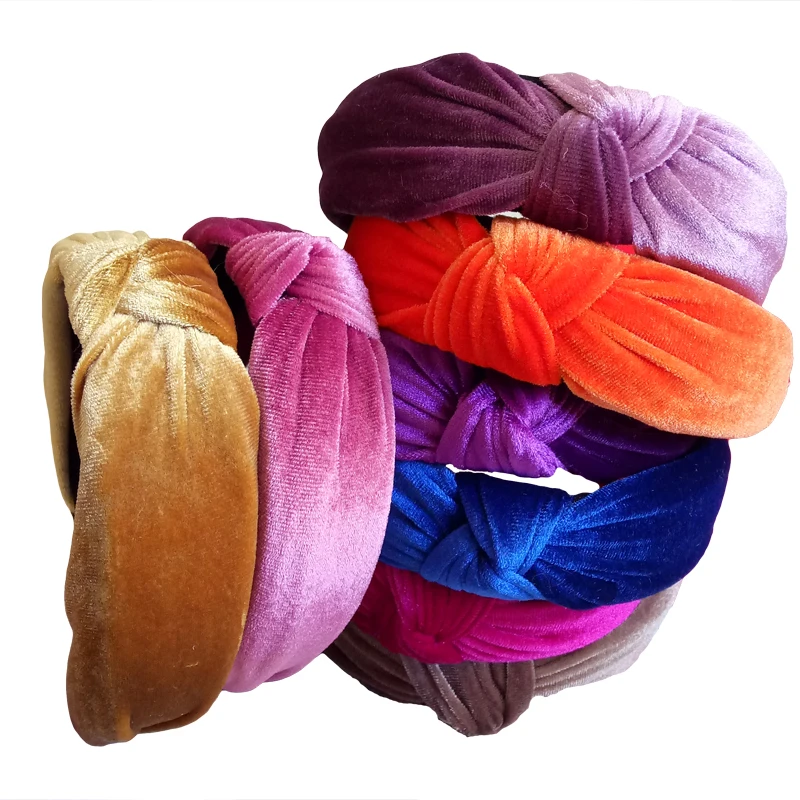 

MAXSITI U vintage velvet knot design pure color headbands female fashion hairbands custom hair accessories