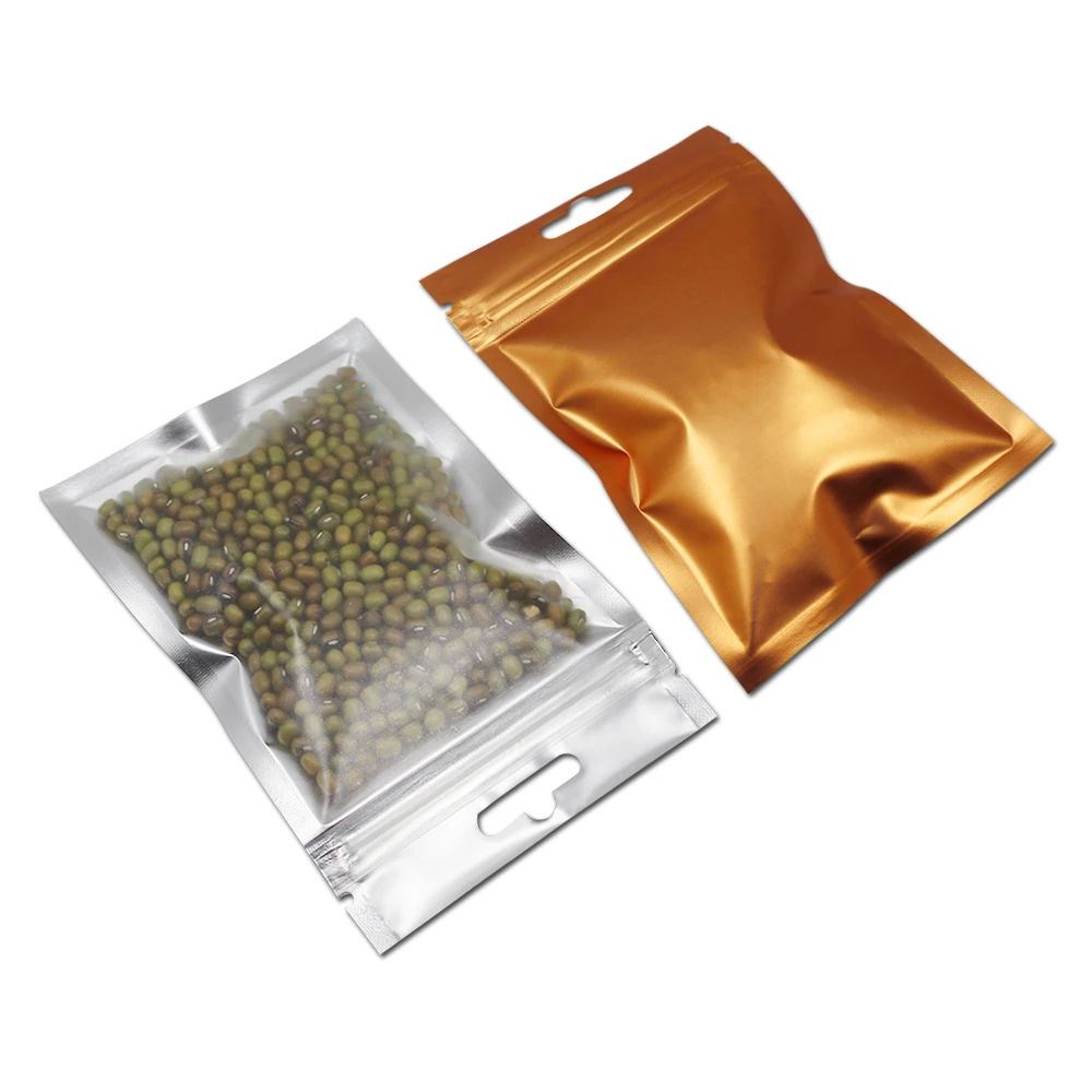 

100Pcs/Lot 8.5*13cm Zip Lock Orange Resealable Plastic & Aluminum Foil Matte Clear Packaging Electronic Accessories Storage Bag