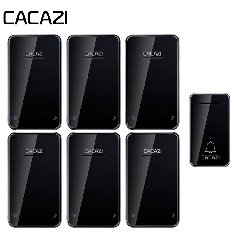 

CACAZI Waterproof Home Wireless Doorbell No Battery Self-powered Smart New LED Light 200M Remote Calling Bell 6 Volume 48 Chime