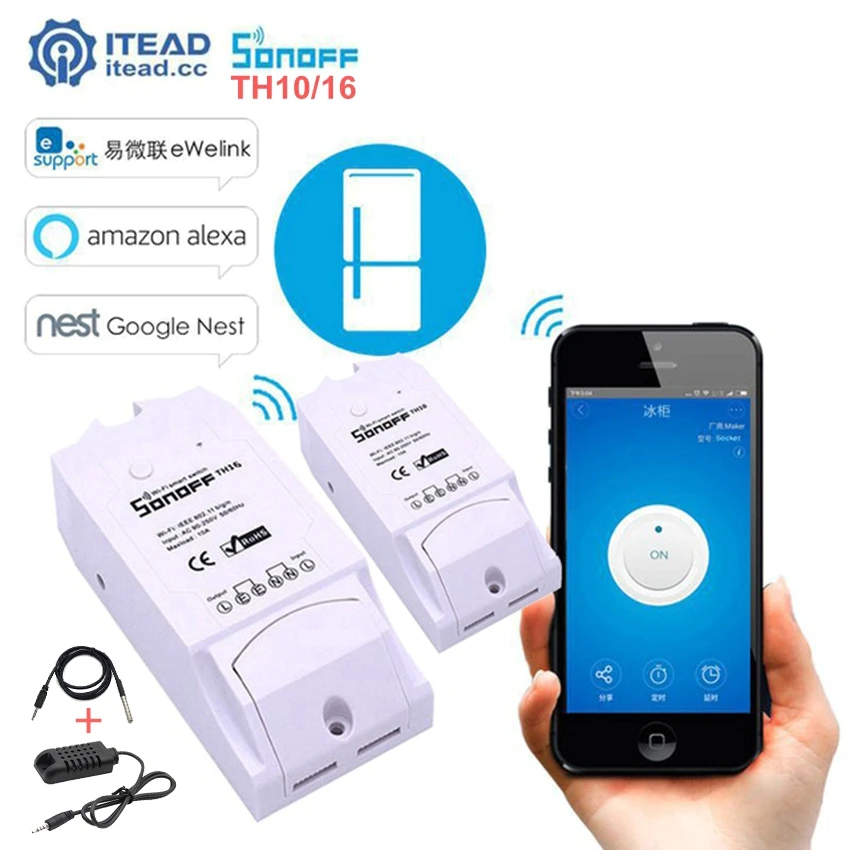 

Sonoff TH 10A/16A Temperature And Humidity Monitor WiFi Wireless Smart Switch Smart Home APP Control For IOS Android Smartphone