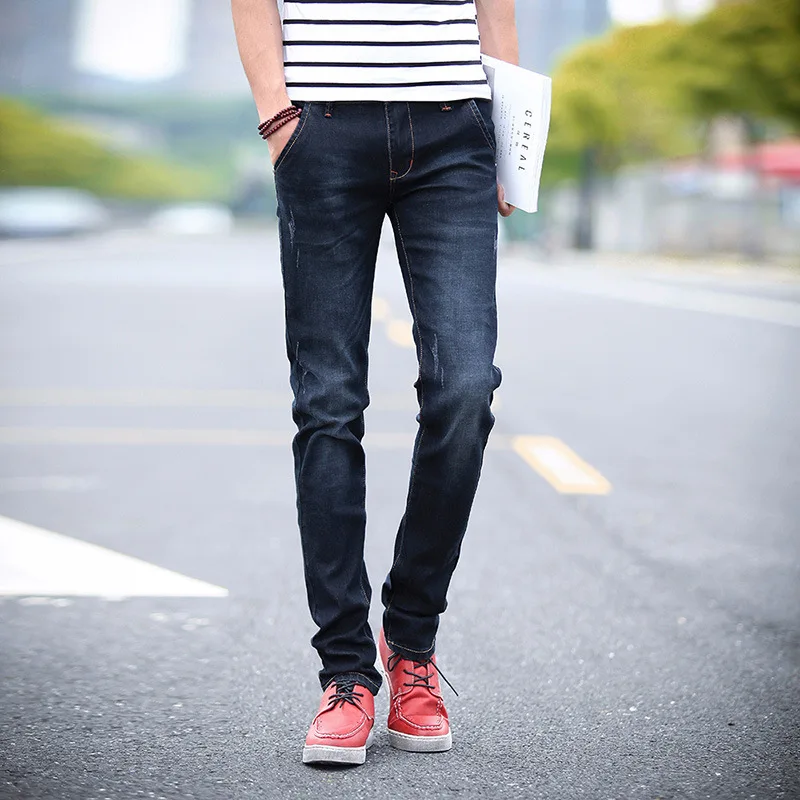 Dark Blue Solid Casual Spring Autumn Strech 2018 Skinny Jeans Men