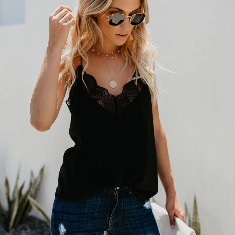 2019 الصيف مثير النساء شبكة V الرقبة قطع علوية بدون أكتاف أكمام عارضة Strappy و عارية الذراعين Bralette قمم موهير قميص فضفاض