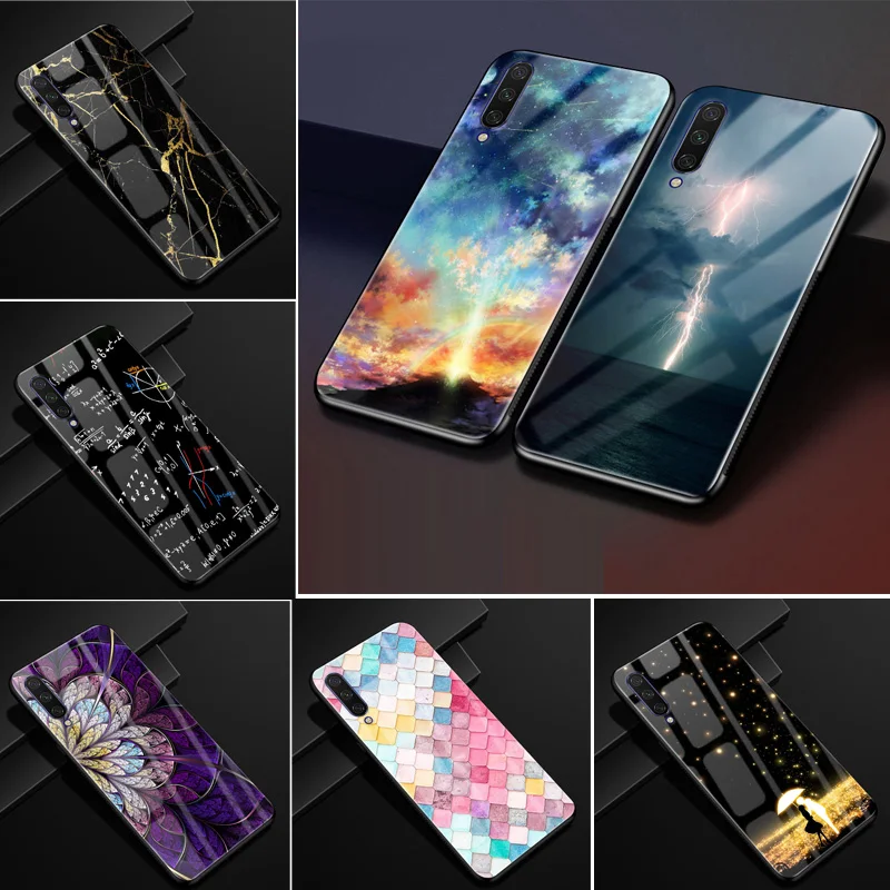 Чехол для Xiaomi Mi CC9 чехол из закаленного стекла с цветами жесткие стеклянные Чехлы