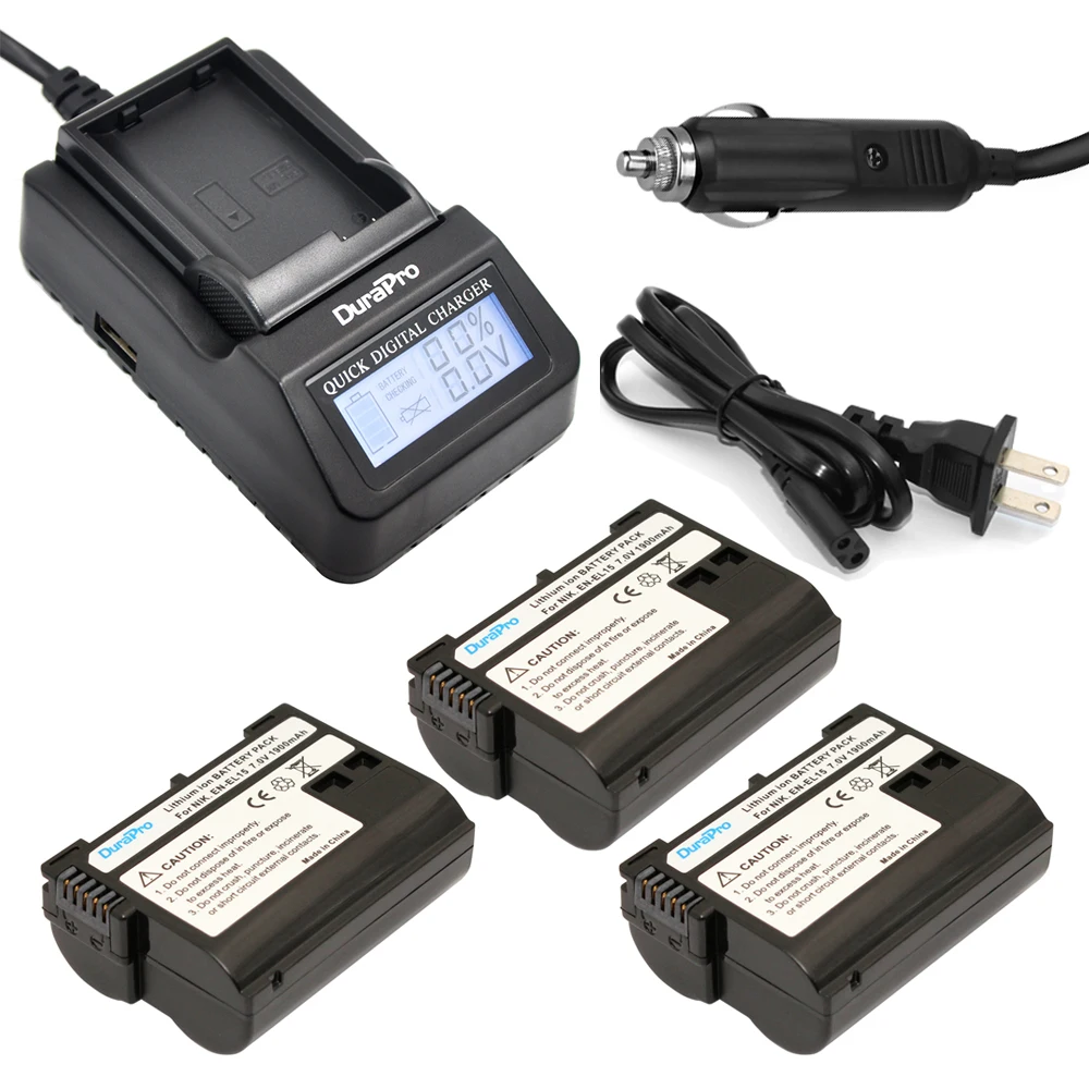 

3pc EN-EL15 ENEL15 ENEL15 Rachargeable Li-ion Battery + LCD Quick Charger For Nikon D600 D610 D600E D800 D800E D810 D7000 D7100