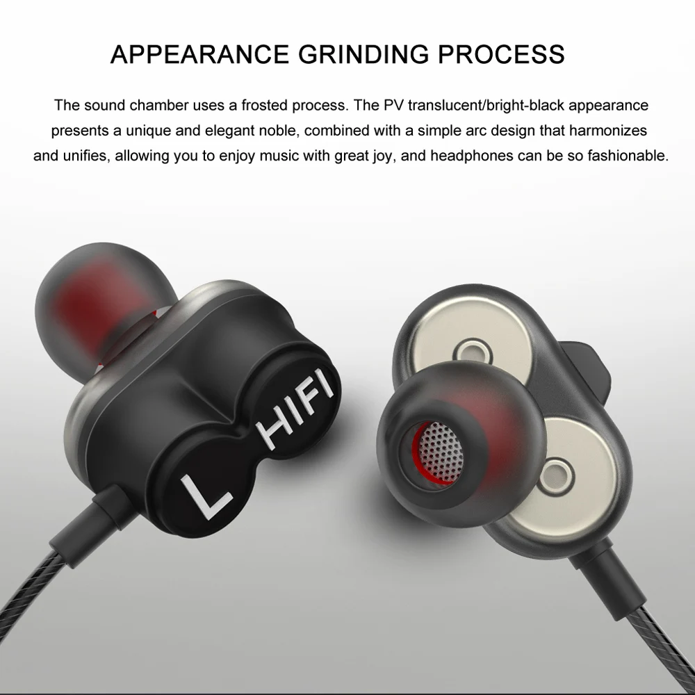 Наушники Greendio GD8 2DD двойные динамические наушники вкладыши Hi Fi спортивные для