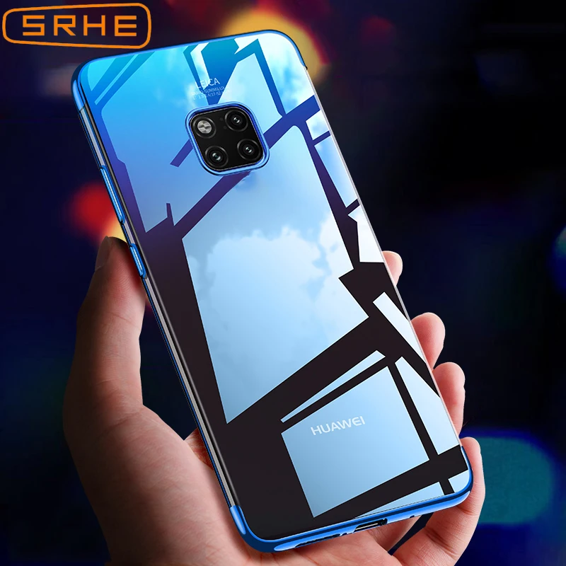 SRHE For Huawei Mate 20 Case Cover Mate20 Pro Transparent Plating Soft TPU Silicone Back |