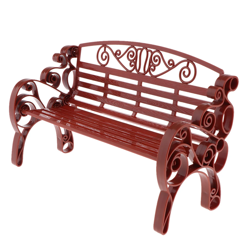 Dollhouse Miniature Village Park Bench 1/6 Dollhouse Furniture Garden Home DIY Decor