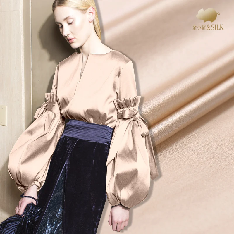 

Solid color silk georgette satin fabric 12mm drape micro perspective clothing dress silk fabric wholesale silk cloth