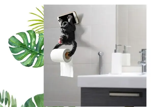 Европейский резиновый водонепроницаемый держатель для бумаги, настенный держатель, милая обезьянка, бумажное полотенце, стойка украшение, ванная комната, туалет, статуэтка для декора
