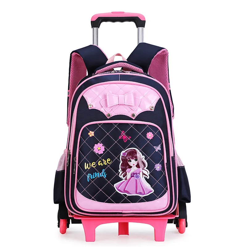 

Fashion Kids Trolley Backpack 2/6 wheels Boys Girl's Trolley School bags Children's Travel luggage Rolling Bag School Backpacks