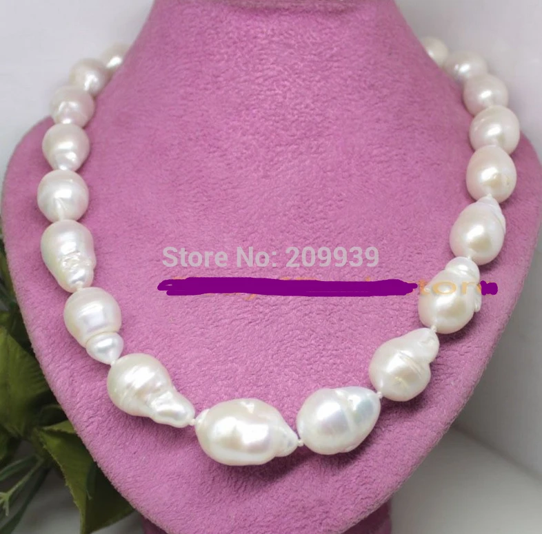 

hot sell new - S41480 real natural white large baroque keshi pearl necklace fashion Jewelry