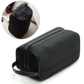 

THINKTHENDO Portable Men Black Travel Waterproof Makeup Toiletry Bag Wash Shower Cosmetic Organizer Nylon Casual S/L Handbags