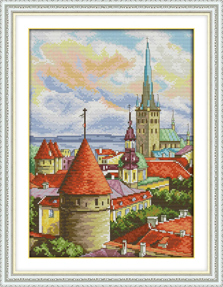 

Church 2 cross stitch kit aida 14ct 11ct count printed canvas stitches embroidery DIY handmade needlework