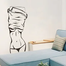 Sexy girl wall decal for livingroom bedroom home decoration wall sticker chic green leaves pattern wall sticker for bedroom livingroom decoration