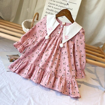 

Children's clothing girls dress 2018 spring and autumn new baby floral nine-point sleeve princess dress autumn cotton princess d