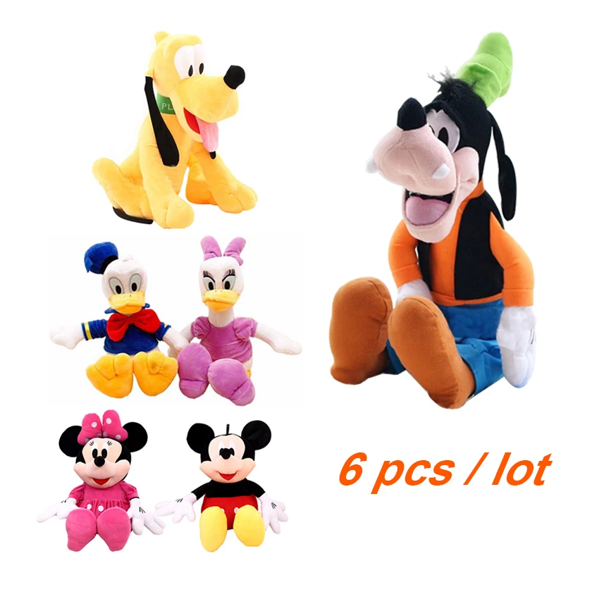 6pcs/set 30cm Mickey and Minnie Mouse,Donald duck and daisy,GOOFy dog