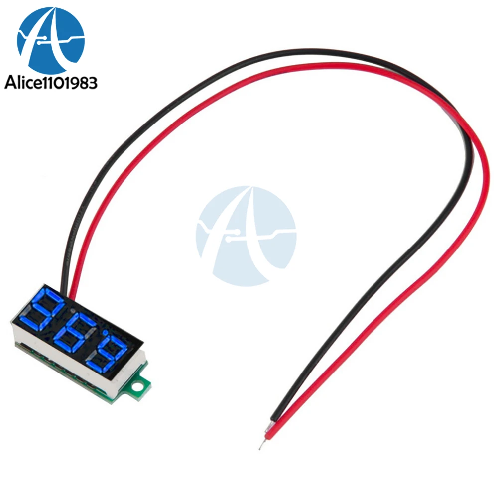 

DC 4.7~32V 0.36 Inch Mini 3-Digit LED Display Voltmeter Module Self-Powered Voltage Meter Board Blue Color Two Wire Connection