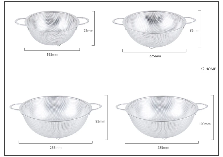 195 мм/225 мм/255 мм/285 мм сетчатый фильтр из нержавеющей стали для овощей дуршлаг миска для замачивания над раковиной корзина для мытья