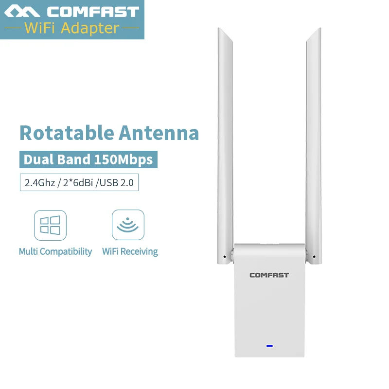 

2018 New~ USB Wifi Adapter Wireless Network Card High Power Dual wifi Antenna 6db free driver Rtl8188gu WiFi Receiver Adaptador