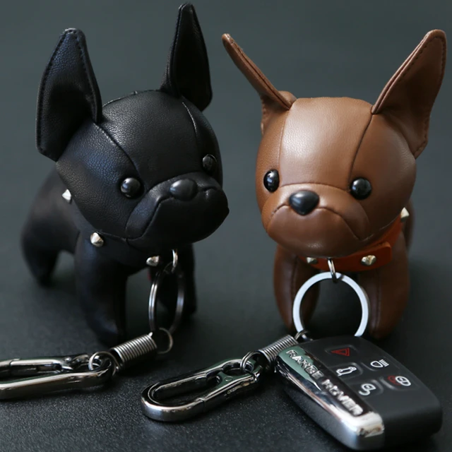 Accessories  Lv Brown Leather French Bulldog Keychain Bag Charm