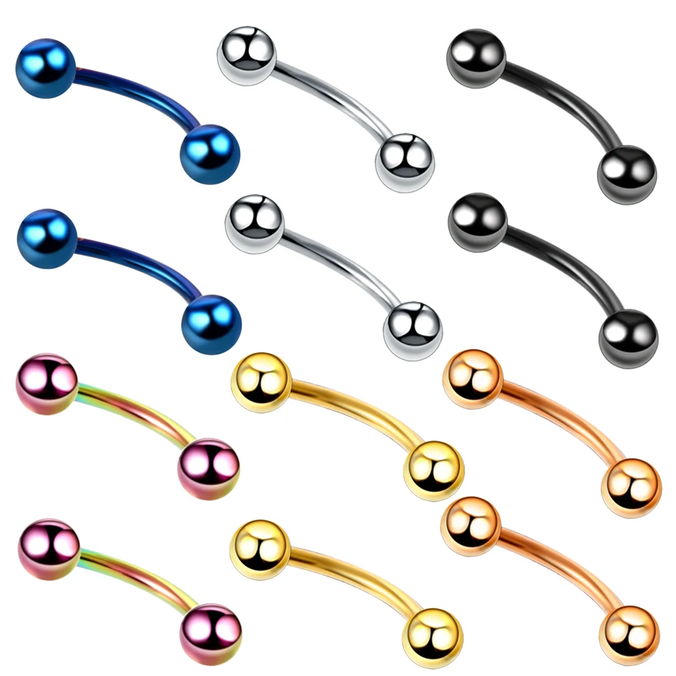 pcs steel curved barbell double balls banana eyebrow