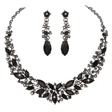 Colorido cristal austriaco collar y Pendientes nupcial boda Juegos de joyería para las mujeres Marquise joyería Navidad esposa regalo