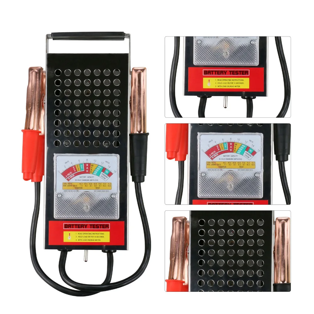 

Car Battery Tester Load 6V 12V Motorcycle Auto Engine Test Volume Cca 100Amp Portable Alligator Clip Diagnostic Tools BT004