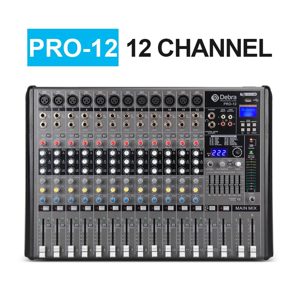 Профессиональный Debra Audio PRO 12 каналов с 256 DSP звуковыми эффектами Bluetooth студийный