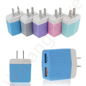 

Winangelove stripe Dual usb ports 2.1A US Ac home wall charger portable power adapter for iphone 6 7 8 X for samsung s6 s7 edge