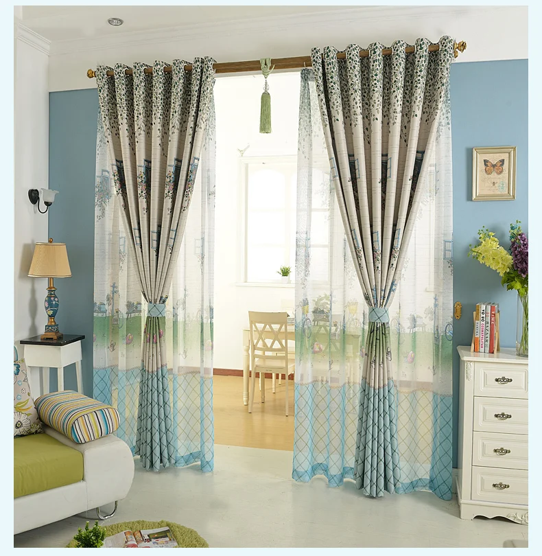 

The new Korean garden bicycle cartoon children's room curtains custom Free shipping