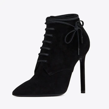 

Famous Brand Woman Boots Buckle Strap Boots Lace Up Ankle Boot For Woman Pointed Toe Martin Boats British Style Shoes TL-A0120